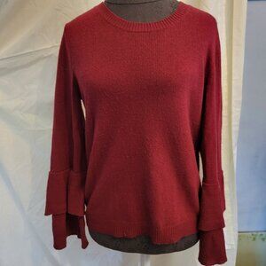 J.Crew Mercantile Womens Bell Sleeve Sweater M Red Cotton & Wool Blend